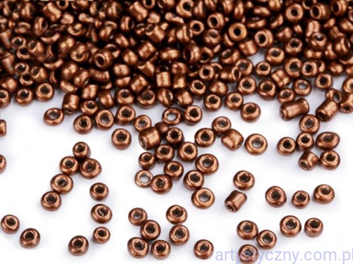 Szklane Koraliki Rokail 2mm Miedziane Ciemne 30g, 2000szt