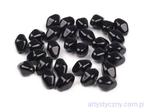 Perełki Koraliki Woskowane 30szt Perły Glance 8x12mm Czarne