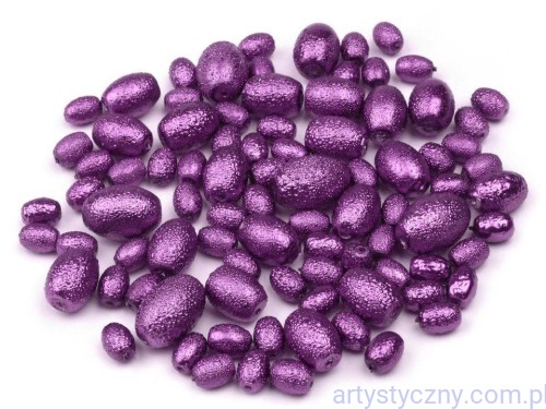 Szklane Woskowane Perły Koraliki Mix  Oliwki 28g/30szt Fioletowe