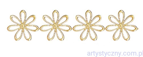 Aplikacje Duże Ażurki 2,5cm Kwiatki Ażurowe 30 szt ZŁOTE