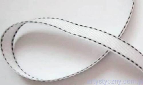 Biała Tasiemka Rypsowa z Czarną Fastrygą 9mm - 3 metry