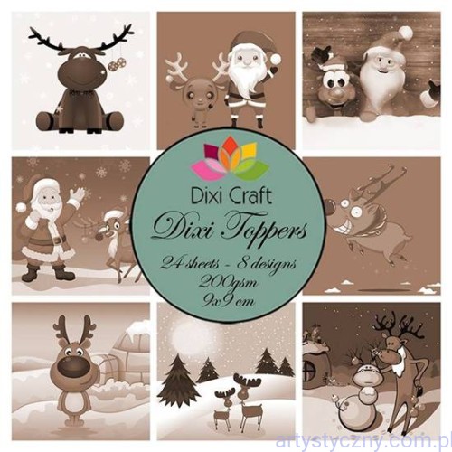 Papiery Dixi Toppers 9x9cm, 24ark, Funny Reindeer ET0314
