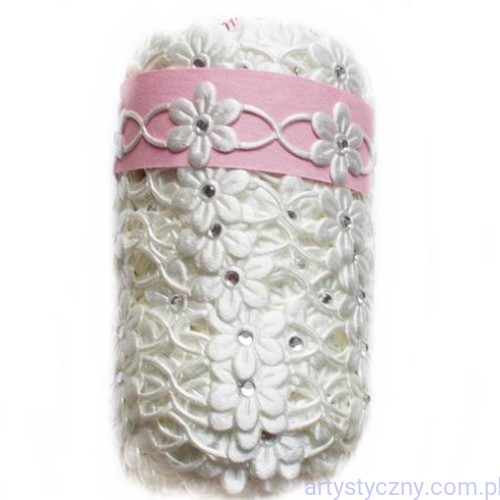 Aplikacje Fantazja Plecionka Ecru Cyrkonie 20 szt