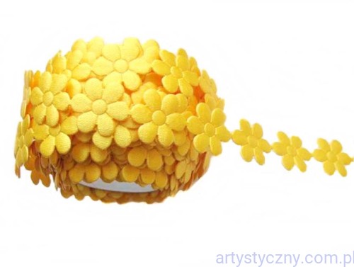 Aplikacje Satynowe Nagietki Kwiatki 50 szt Żółte