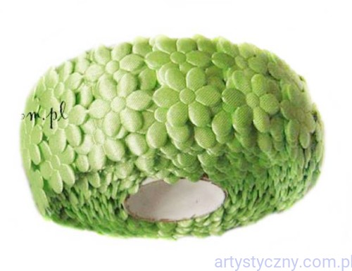 Aplikacje Satynowe Nagietki Kwiatki 50 szt Młoda Zieleń