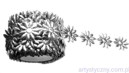 Aplikacje Margaretki Kwiatki 50 szt Srebrne Błyszczące