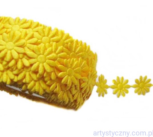 Aplikacje Satynowe Margaretki Kwiatki 50 szt Żółte