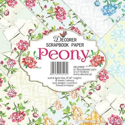Papiery do Scrapbookingu 20x20cm, Peony, 6 ark