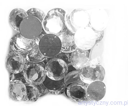 Srebrne Bezbarwne Cyrkonie 20mm - 50 sztuk