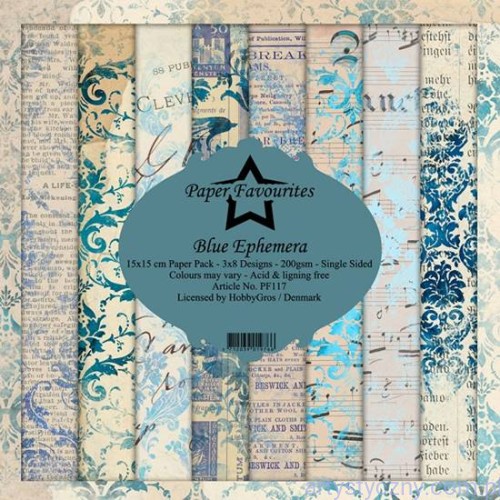 Papiery Dixi Craft 15x15cm Blue Ephemera PF117
