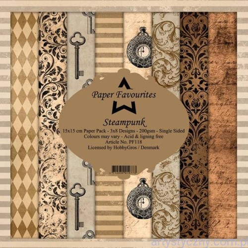 Zestaw papierów do scrapbookingu Dixi Craft - 15x15cm Steampunk PF118