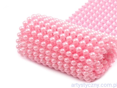 Ozdobna Taśma z Perełkami 58mm - RÓŻOWA - 1 metr