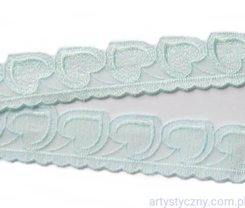 96. Miętowa Koronka Serduszka Listki - 1 m