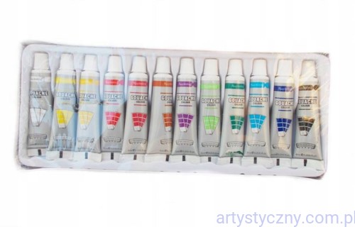 Zestaw Farby Farbki Wodne Gwasze 12x6ml