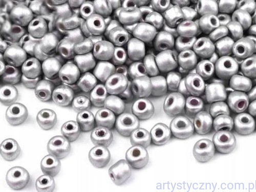 Szklane Koraliki Rokail 4mm Srebrne 30g, 400szt