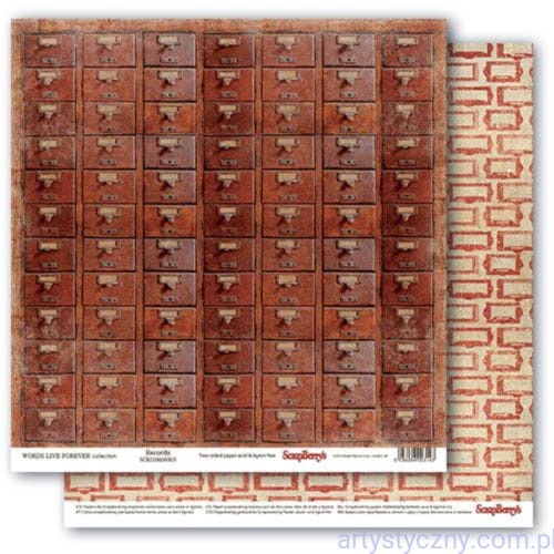 Papier do Scrapbookingu, Words Live Forever, Records  30x30сm