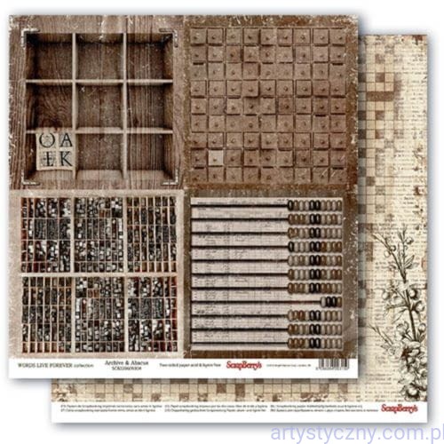 Papier do Scrapbookingu, Words Live Forever, Archives &amp; Abacus 30x30сm