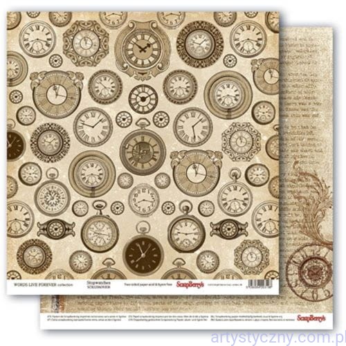 Papier do Scrapbookingu, Words Live Forever, Stopwatches 30x30сm