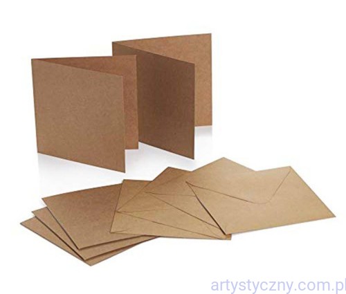 Kwadratowe Kartki i Koperty Kraft (50szt) Papermania