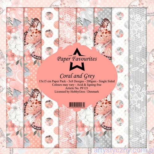 Papiery Dixi Craft 15x15cm Coral and Grey PF121