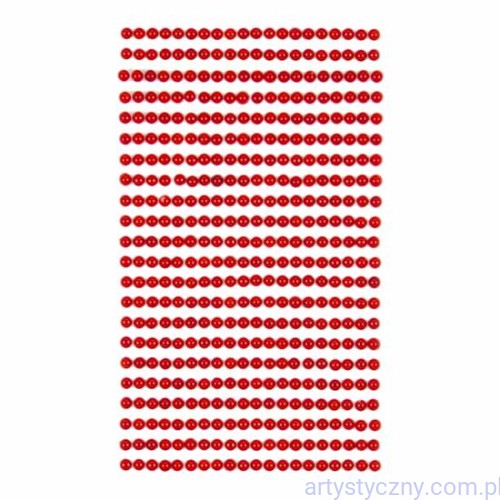 Perełki Półperełki Samoprzylepne 4mm, 440szt, red, Czerwone