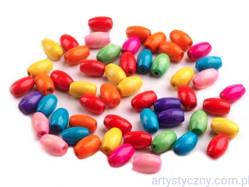 Drewniane Koraliki Oliwki - Żywe Kolory 20g 150szt