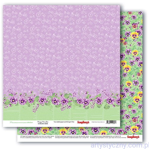 Papier do Scrapbookingu, Precious Memories, Bratki i Rowery 30x30cm SCB220610806