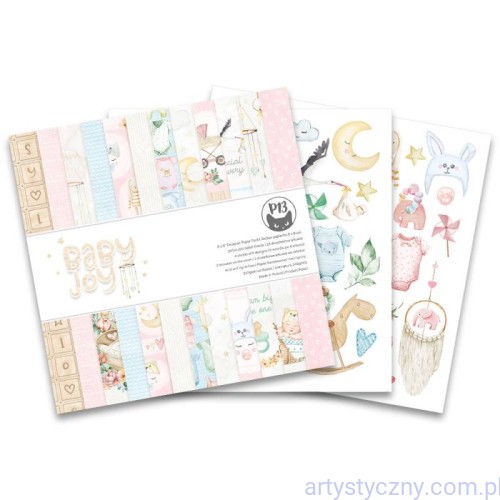 Zestaw papierów do scrapbookingu P13 15x15cm - Baby Joy  - dziecięce niemowlęce wzory P13-BAB-09