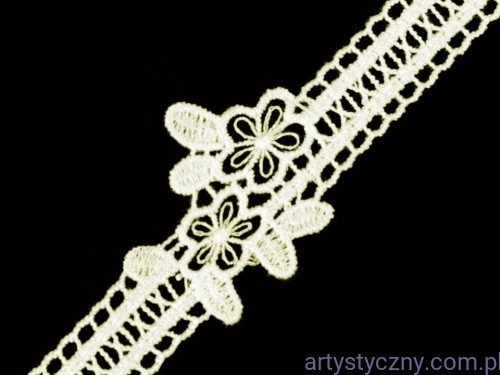 Koronka Gipiurowa Kwiatowa KREMOWA 12mm, 3 metry