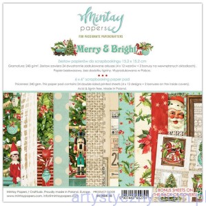 Zestaw papierów do scrapbookingu Mintay - Merry and Bright - 15x15cm