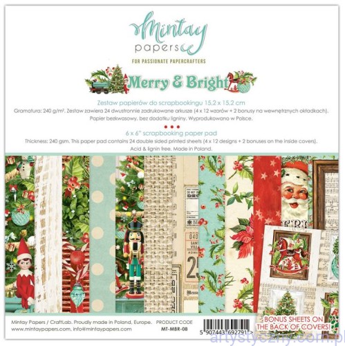 Zestaw papierów do scrapbookingu Mintay - Merry and Bright - 15x15cm MT-MBR-08