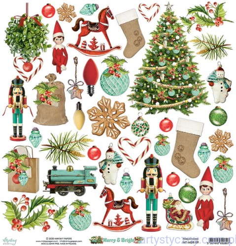 Papier Mintay z elementami - Merry and Bright 09, 30x30cm