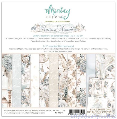MT-PRE-08  Zestaw papierów do scrapbookingu Mintay - Precious Moment - 15x15cm