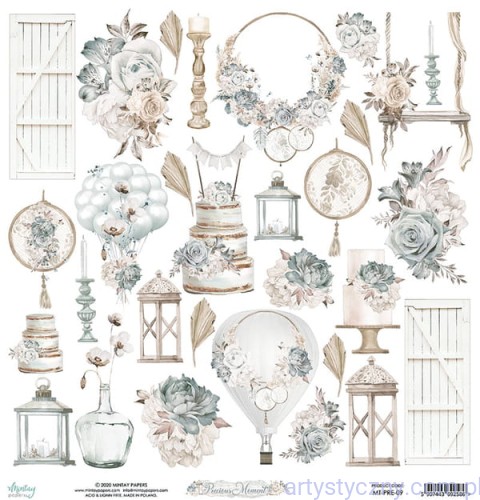 MT-PRE-09 Papier Mintay z elementami - Precious Moment 09, 30x30cm