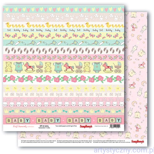 SCB220611104B Papier do Scrapbookingu, First Moments, Little One Borders, 30x30сm