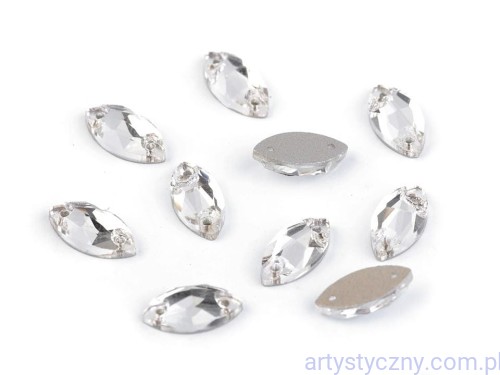 Szlifowane kamienie, dżety do przyszycia 5x10mm, 100szt, Crystal