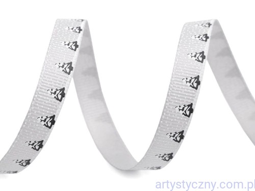 Tasiemka Wstążka Rypsowa Srebrna Choinki 10mm, 5 metrów