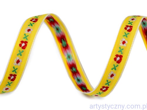 Taśma Dekoracyjna Krajka 11mm Kwiatki Żółta