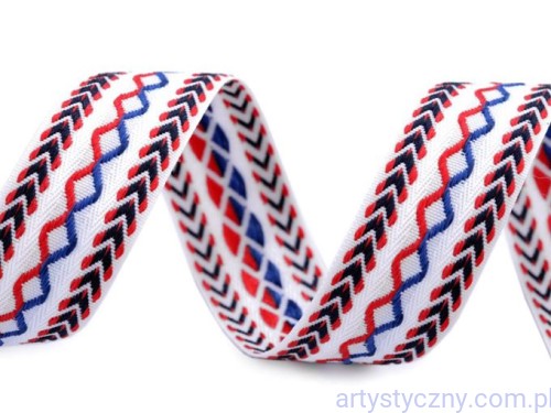 Biała Krajka 25mm motyw indiański - 1 metr