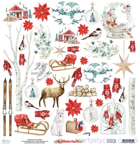 MT-WTL-09 Papier Mintay z elementami - Winterland 09, 30x30cm