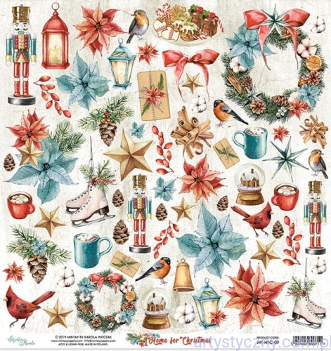 MT-HFC-09 Papier Mintay z elementami - Home for Christmas 09, 30x30cm