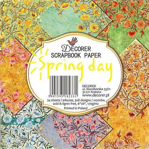 Papiery do Scrapbookingu 15x15cm, Spring day, Wiosenne Kwiaty 24 ark