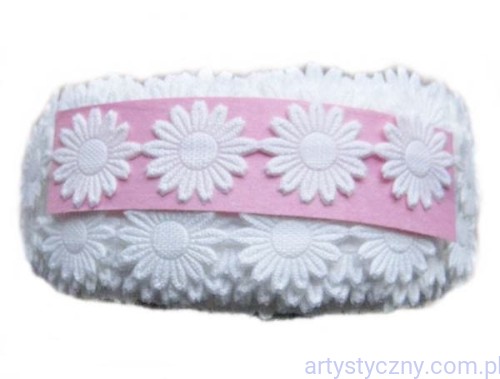 Lniane Aplikacje Rumianki ~ KREMOWE ~ 50 szt