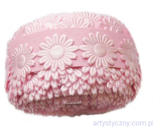 Satynowe Aplikacje Rumianki ~ RÓŻOWE ~ 50 szt