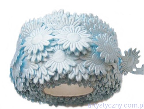 Satynowe Aplikacje Rumianki ~ BŁĘKITNE ~ 50 szt