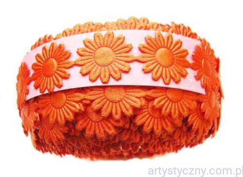 Satynowe Aplikacje Rumianki ~ POMARAŃCZOWE ~ 50 szt