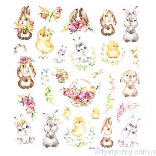 DPNK-119 Naklejki z Brokatem 27 szt - Króliczki i Kurczaczki - 119
