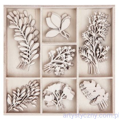 DPDN-131 Drewniane Ozdoby - Listki Gałązki - 35 szt - 131