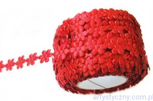 Aplikacje Czerwone Kwiatki Stokrotki 8mm - 80 sztuk