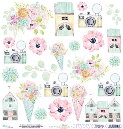 MT-LOV-09 Papier Mintay z elementami - Lovely Day 09, 30x30cm